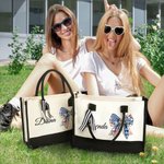 Personalised Red White Blue Bow Tote Bag Patriotic 4th of July American Independence Day Gift for Women