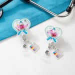 Personalized Order of Draw Lab Tubes Heart Shaker Retractable Badge Reel with Name Appreciation Birthday Gift for Nurse Healthcare Worker