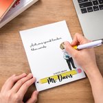 Personlig söt penna tecknad undervisningskaraktär 40 ark anteckningsblock med text Lärarens dag Tillbaka till skolan tacksamhet Födelsedagspresent för lärare