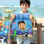 Asciugamano da spiaggia personalizzato con nome e carino animale marino in 3D ad asciugatura rapida morbido e oversize regalo per ragazzi