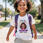 Personalised Here I Come Cartoon Character Stationery Kid T-shirt with Name and Grade Back to School Birthday Gift for Boys Girls