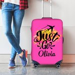 Personalised Watercolour Travel Theme Design Luggage Protective Cover Fits 18-32 Inches Suitcase with Name Birthday Gift for Friends Family