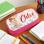 Trousse à Crayons Personnalisées avec Nom et Personnage Deux Couches Fermeture Éclair Fournitures d'Étude Cadeau Rentrée Scolaire pour Garçon Fille