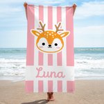 Toalla de playa de secado rápido personalizada con nombre Panda Conejo Animales de dibujos animados Vacaciones de verano Cumpleaños Regalo para niños Niñas