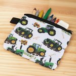 Personalised Green Tractor Design Kid Travel Backpack with Pen Case and Name Back to School  Birthday Gift for Boys Girls