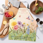Henkilökohtainen isoäidin puutarha 2-15 syntymäkukat säädettävä esiliina teksti ja etutasku syntymäpäivälahja isoäiti ruoanlaitto rakastajaille