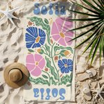 Personlig strandhandduk mångfärgad blommig snabbtorkande överdimensionerad med namn födelsedag sommar och semesterfestgåva för kvinnor