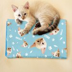 Personalised Fish Bone Paw Print Face Photo Pet Cooling Mats Cover with Name Pet Supplies Summer New Pet Gift for Pet Owners