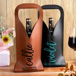 Gepersonaliseerde Scripty stijl PU lederen beschermende wijn tas met naam en handvat Dinner Party verjaardag huwelijkscadeau voor wijnliefhebber
