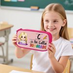 Personalised Cartoon Character Oxford Pencil Case with Initial and Text School Supply Birthday Back to School Gift for Boys Girls