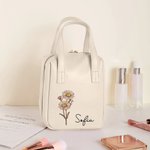 Borsa da trucco portatile in pelle con manico e scomparti multipli accessorio da viaggio regalo di compleanno per donne e ragazze