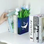 Personalized Angel Wings Halo Pet Photo Clear Book Vase with Name Bookshelf Decor Sympathy Sentimental Memorial Gift for Pet Owners Lovers