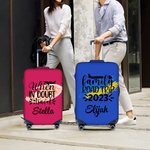Personalised Watercolour Travel Theme Design Luggage Protective Cover Fits 18-32 Inches Suitcase with Name Birthday Gift for Friends Family