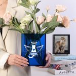 Personalized Angel Wings Halo Pet Photo Clear Book Vase with Name Bookshelf Decor Sympathy Sentimental Memorial Gift for Pet Owners Lovers