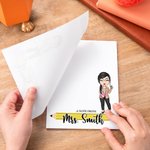 Personlig söt penna tecknad undervisningskaraktär 40 ark anteckningsblock med text Lärarens dag Tillbaka till skolan tacksamhet Födelsedagspresent för lärare