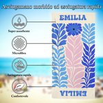 Asciugamano da spiaggia personalizzato con nome e illustrazione vita marina oversize asciugatura rapida vacanze estive regalo per amici