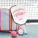 Personalised Lift Is Short Play Pickleball Multicolour Text Design Pickleball Paddle Cover with Name and Hook Game Day Birthday for Pickleball Players