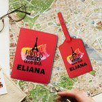 Personalizado frase de viaje de acuarela de cuero de la PU Pasaporte titular de la etiqueta de equipaje con el nombre de accesorios de viaje Regalo de cumpleaños para los amantes de los viajes