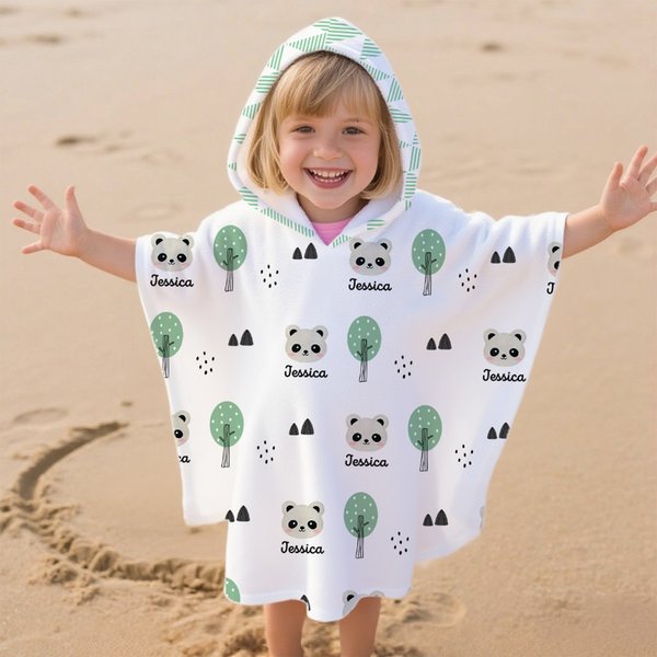 Toalla de playa personalizada con capucha y nombre Fiesta en la piscina Fiesta en la playa Regalo esencial de cumpleaños Día del niño para niños Niñas