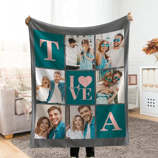 Personalisierte 6 Fotos Collage erste weiche Decke Home Decor Jahrestag Geburtstag Geschenk für Familie Paare