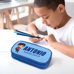 Estuche de lápices personalizado de doble capa impermeable con personaje de dibujos animados 3D nombre y texto regalo de vuelta al cole para niños