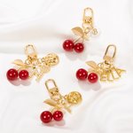 Personalized Initial Constellation Cherry Keychain Bag Accessory Birthday Gift for Women Girls