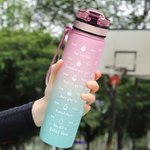 Personalised Gradient Cartoon Character 32 oz Sport Water Bottle with Name and Time Marker Birthday Team Gift for Basketball Football Sport Lovers