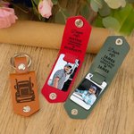 Gepersonaliseerde Drive Safe I Trucking Love You Auto Ontwerp Foto PU Lederen sleutelhanger met gegraveerde naam Verjaardag Verjaardagscadeau voor autobezitters
