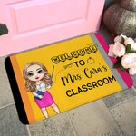 Personalised Welcome to Classroom Pencil Crayon Cartoon Character Durable Non-Slip Doormat with Name Appreciation Back to School Gift for Teachers
