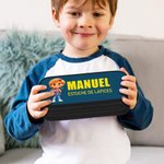 Estuche de lápices personalizado de doble capa impermeable con personaje de dibujos animados 3D nombre y texto regalo de vuelta al cole para niños