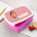 Fiambrera personalizada multicolor con personaje de dibujos animados y nombre regalo de cumpleaños o vuelta al cole para niños