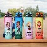 Borraccia sportiva personalizzata con indicatore del tempo nome e design Y2K cartone animato regalo ideale per compleanni per ragazze