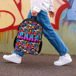 Personalised Colorful Graffiti Style Name Backpack Lunch Bag Pencil Case Set Back to School Birthday Gift for Boys Girls Students
