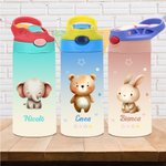 Borraccia da 355ml personalizzata con nome stelle e animali in stile cartone animato regalo ideale per compleanni e viaggi quotidiani per bambini