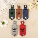 Porte-clés personnalisé en cuir PU avec nom gravé Cadeau de sympathie pour les propriétaires d'animaux de compagnie