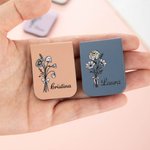 Marcapáginas magnético personalizado de cuero PU con nombre y flor de nacimiento regalo de cumpleaños para amantes de los libros