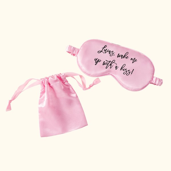 Masque de sommeil en soie romantique personnalisé avec texte et pochette Cadeau d'anniversaire amusant pour la petite amie et la femme
