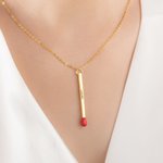 Personalizada Matchstick Collar con texto grabado esmalte Joyería Cumpleaños Aniversario Fiesta Regalo para las mujeres