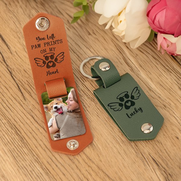 Porte-clés personnalisé en cuir PU avec nom gravé Cadeau de sympathie pour les propriétaires d'animaux de compagnie