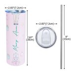 Personalized Pink Nutcracker Fairy Tale Character Insulated 20 oz Skinny Tumbler with Name and Straw Birthday Christmas Gift for Girls