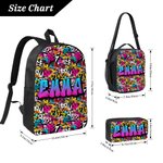 Personalised Colorful Graffiti Style Name Backpack Lunch Bag Pencil Case Set Back to School Birthday Gift for Boys Girls Students