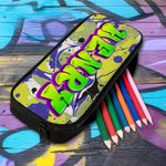 Personalised Colorful Graffiti Style Name Backpack Lunch Bag Pencil Case Set Back to School Birthday Gift for Boys Girls Students