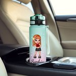 Borraccia sportiva personalizzata con indicatore del tempo nome e design Y2K cartone animato regalo ideale per compleanni per ragazze