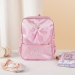Personalized Bow Ballet Dress Waterproof Kid Backpack with Embroidered Name Back to School Birthday Gift for Girls
