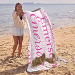Personalized Multicolor Word Cloud Quick Dry Oversized Beach Blanket with Name Summer Vacation Travel Beach Party Birthday Gift for Women Men