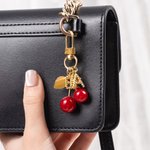 Personalized Initial Constellation Cherry Keychain Bag Accessory Birthday Gift for Women Girls