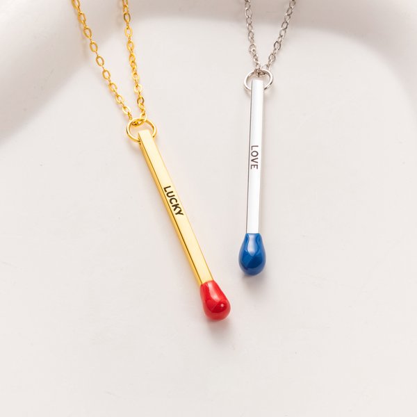 Personalizada Matchstick Collar con texto grabado esmalte Joyería Cumpleaños Aniversario Fiesta Regalo para las mujeres