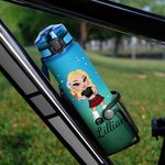 Borraccia sportiva personalizzata con indicatore del tempo nome e design Y2K cartone animato regalo ideale per compleanni per ragazze