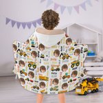 Personlig lastbil grävmaskin ansikte foto mjuk huva filt med initialer och namn födelsedagspresent för teknikfordon älskare