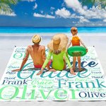 Personalized Multicolor Word Cloud Quick Dry Oversized Beach Blanket with Name Summer Vacation Travel Beach Party Birthday Gift for Women Men